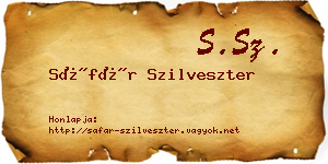 Sáfár Szilveszter névjegykártya